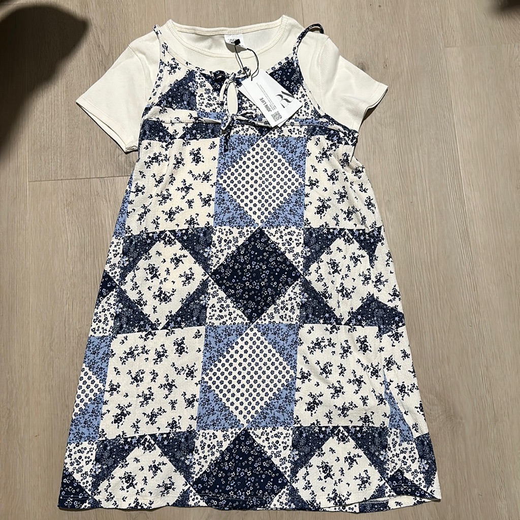 Zara Combined Top With Patchwork Dress - Size 13-14
